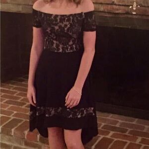 Elegant Black Lace Off-Shoulder Dress